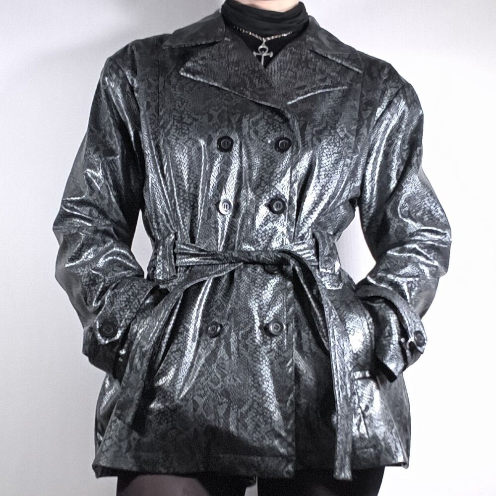 Repaired Vintage Snake Print PVC Coat
